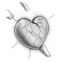 a single crack in a stone heart tattoo design idea