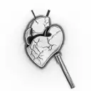 a single crack in a stone heart tattoo design idea