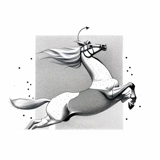 A minimalist sketch of a horse jumping over an obstacle tattoo design idea