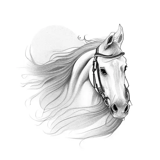 A single line drawing of a horse and rider in perfect harmony tattoo design idea