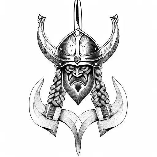 vikings and swords tattoo design idea