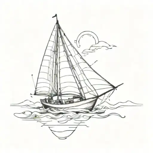 little sailboat navigating tattoo design idea