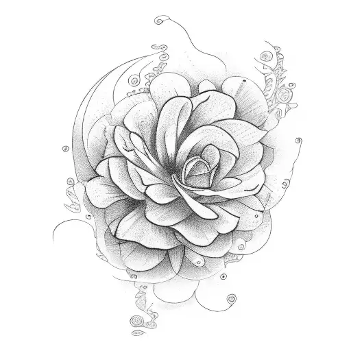 flores e concha tattoo design idea