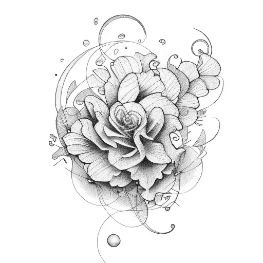 flores e concha tattoo design idea