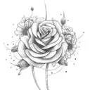 flores e concha tattoo design idea
