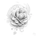 flores e concha tattoo design idea