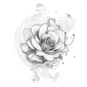 flores e concha tattoo design idea