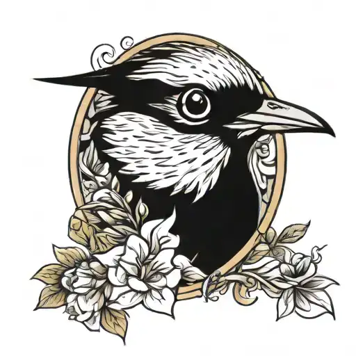 Lark bird sitting tattoo design idea