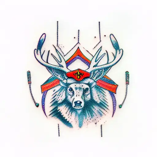 Anhangá, Tupi mithology, in buck form tattoo design idea