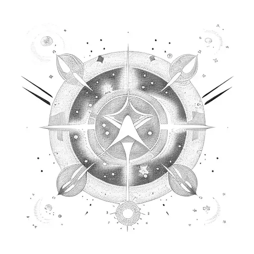 Celestial pharmacy symbol with planets and stars tattoo design idea