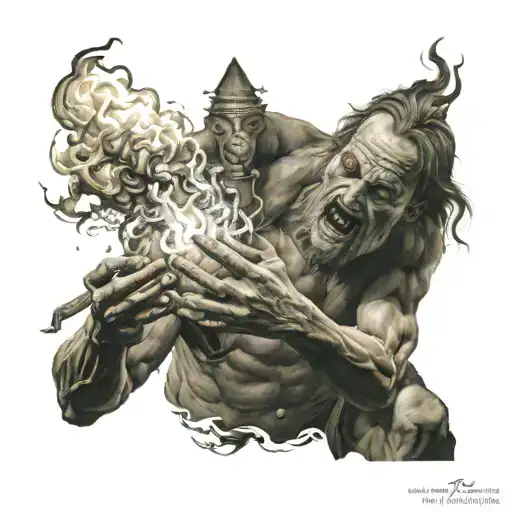 Prometheus gifting fire to mankind  tattoo design idea