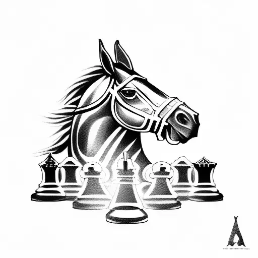 chess piece  knight horse tattoo design idea