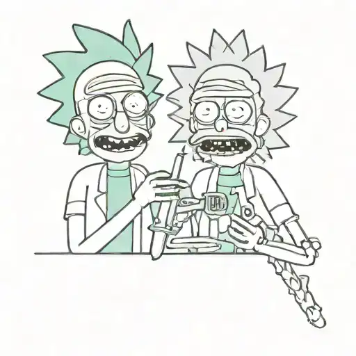 Rick & Morty making a tattoo  tattoo design idea