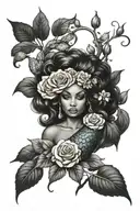 mermaid african roses tattoo design idea
