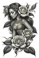 mermaid african roses tattoo design idea