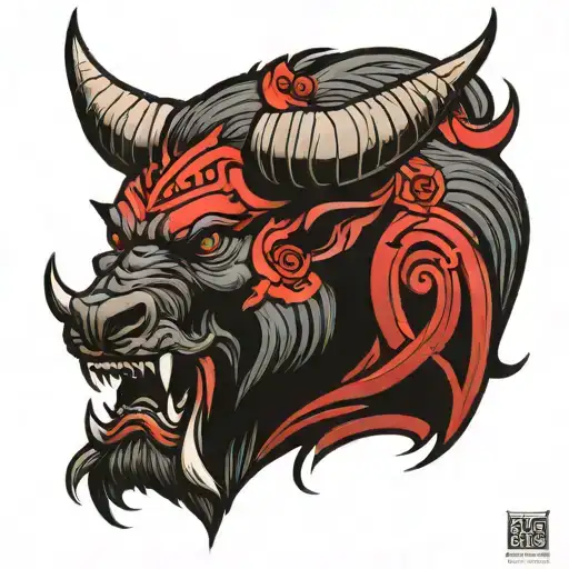 bull demon king tattoo design idea