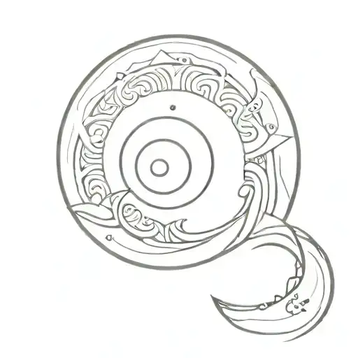 Paleolithic sun with spiral at the center becoming a snake going up  tattoo design idea