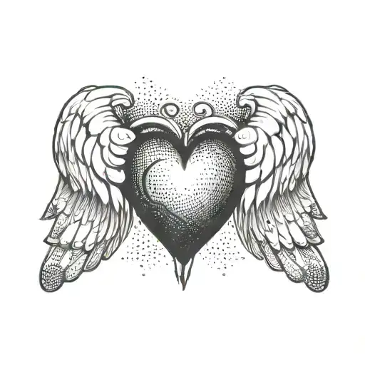 A minimalist design of a heart with angel wings, representing the importance of being humble and kind tattoo design idea
