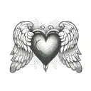 A minimalist design of a heart with angel wings, representing the importance of being humble and kind tattoo design idea