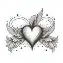 A minimalist design of a heart with angel wings, representing the importance of being humble and kind tattoo design idea
