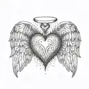 A minimalist design of a heart with angel wings, representing the importance of being humble and kind tattoo design idea