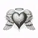 A minimalist design of a heart with angel wings, representing the importance of being humble and kind tattoo design idea