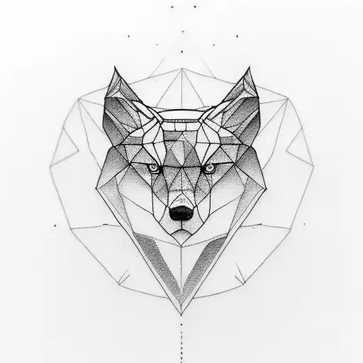 geometric howl holwing thunderstorm tattoo design idea