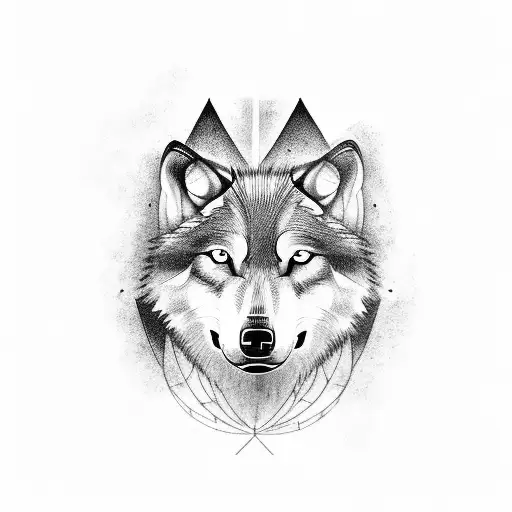 a thunderstorm and a wolf in the distance tattoo design idea