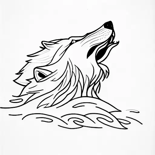 wolf howling in a thunderstorm tattoo design idea