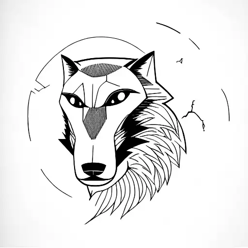 forest lightning howling wolf  tattoo design idea
