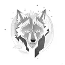 forest lightning howling wolf  tattoo design idea