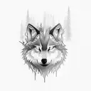 forest lightning howling wolf  tattoo design idea