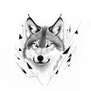 thunderstorm, forest, distant small wolf figure, drums tattoo design idea