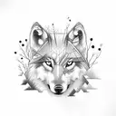 thunderstorm, forest, distant small wolf figure, drums tattoo design idea