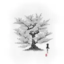   cherry tree that wraps around a sword tattoo design idea