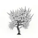   cherry tree that wraps around a sword tattoo design idea