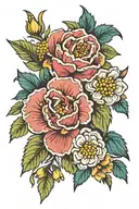 July August, September and November birth month flowers bunch tattoo design idea
