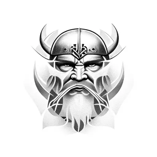 viking- face- rose tattoo design idea