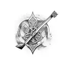 A valkirie holding an axe with a nordic runes above your head tattoo design idea