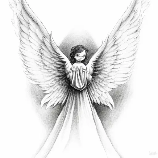 angel with devil wings tattoo design idea
