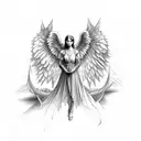 angel with devil wings tattoo design idea