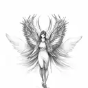 angel with devil wings tattoo design idea