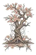 Cherry Blossom tree intertwined tattoo design idea