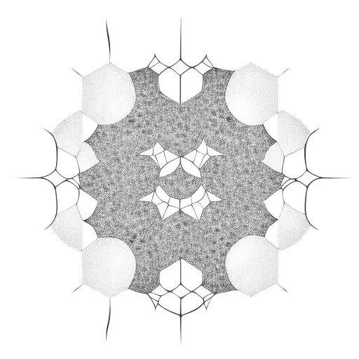 A honeycomb pattern with a sun setting behind it tattoo design idea