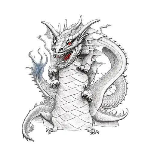 A stack of books with a dragon curled around it tattoo design idea