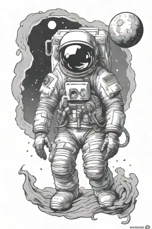 astronaut, space, depression, darkness, consumed. tattoo design idea