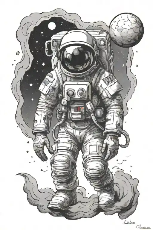 astronaut, space, depression, darkness, consumed. tattoo design idea