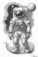 astronaut, space, depression, darkness, smoke tattoo design idea