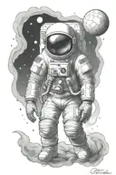 astronaut, space, depression, darkness, smoke tattoo design idea