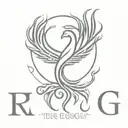 A phoenix rising from flames, including a key, the words AD SUM and the symbol for the zodiac sign virgo tattoo design idea